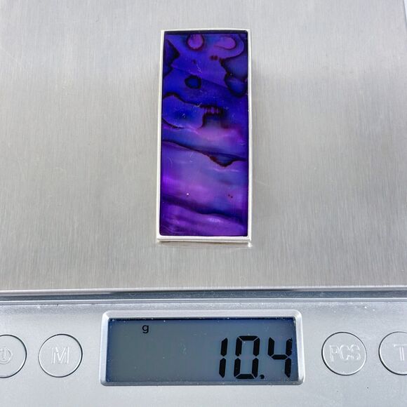 Vintage Sterling Silver 925 Purple Abalone Pendant - Picture 6 of 7